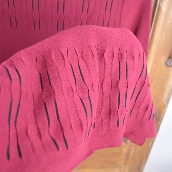 Nic & Zoe Burgundy Illusion Twirl Knit Sweater Dress Womens Size XS Bell Sleeves - Picture 8 of 15